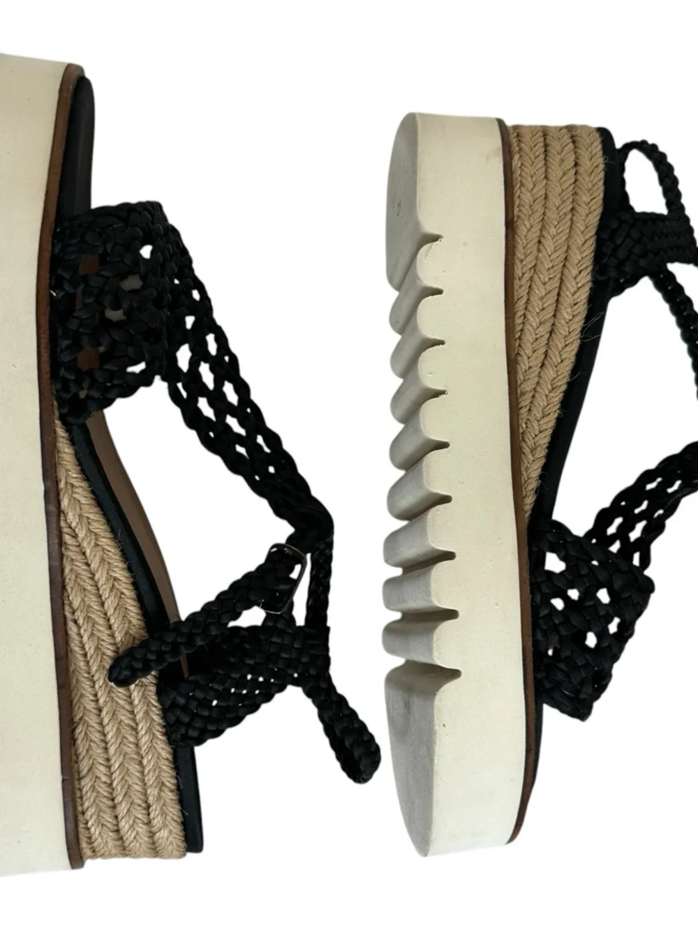 Bibi Lou Ariel Woven Platform Sandals Black Braided Espadrille Size 40/9